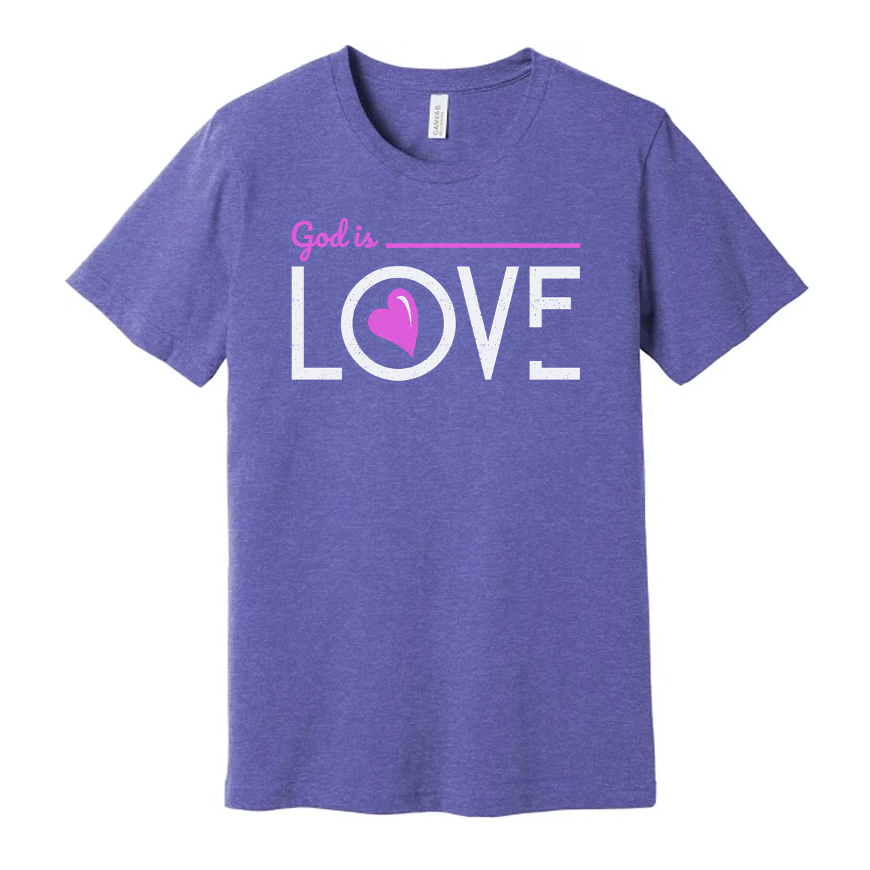 God Is Love Graphic Tee For Christians Unisex Short Sleeve Shirt With Pink Heart