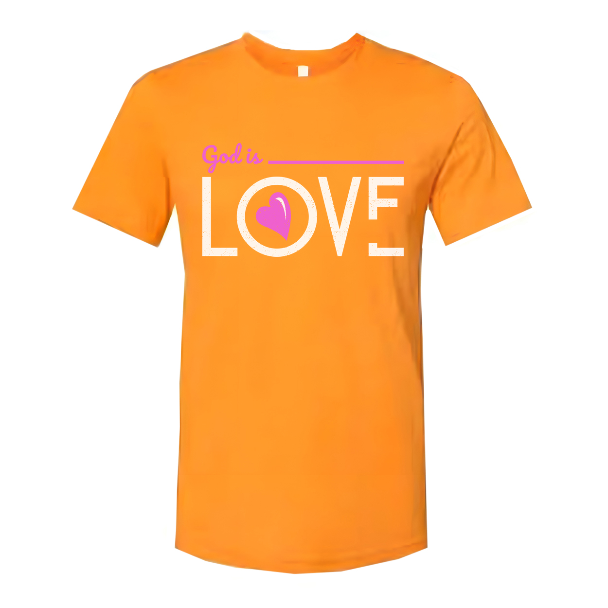 God Is Love Graphic Tee For Christians Unisex Short Sleeve Shirt With Pink Heart