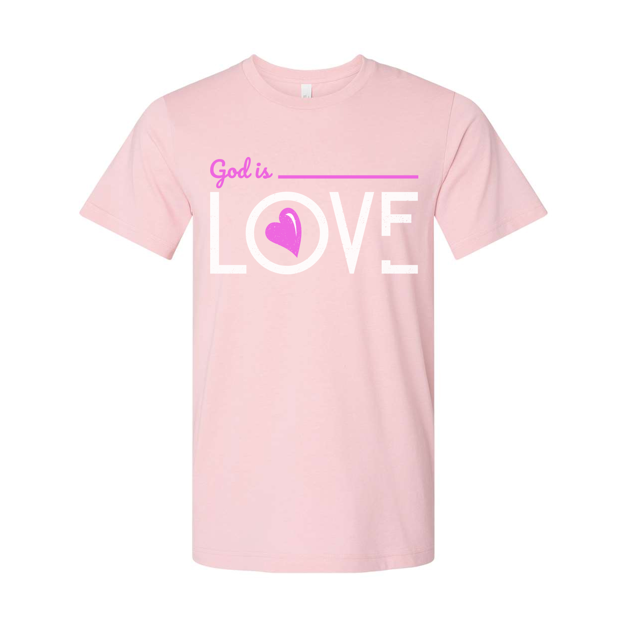 God Is Love Graphic Tee For Christians Unisex Short Sleeve Shirt With Pink Heart