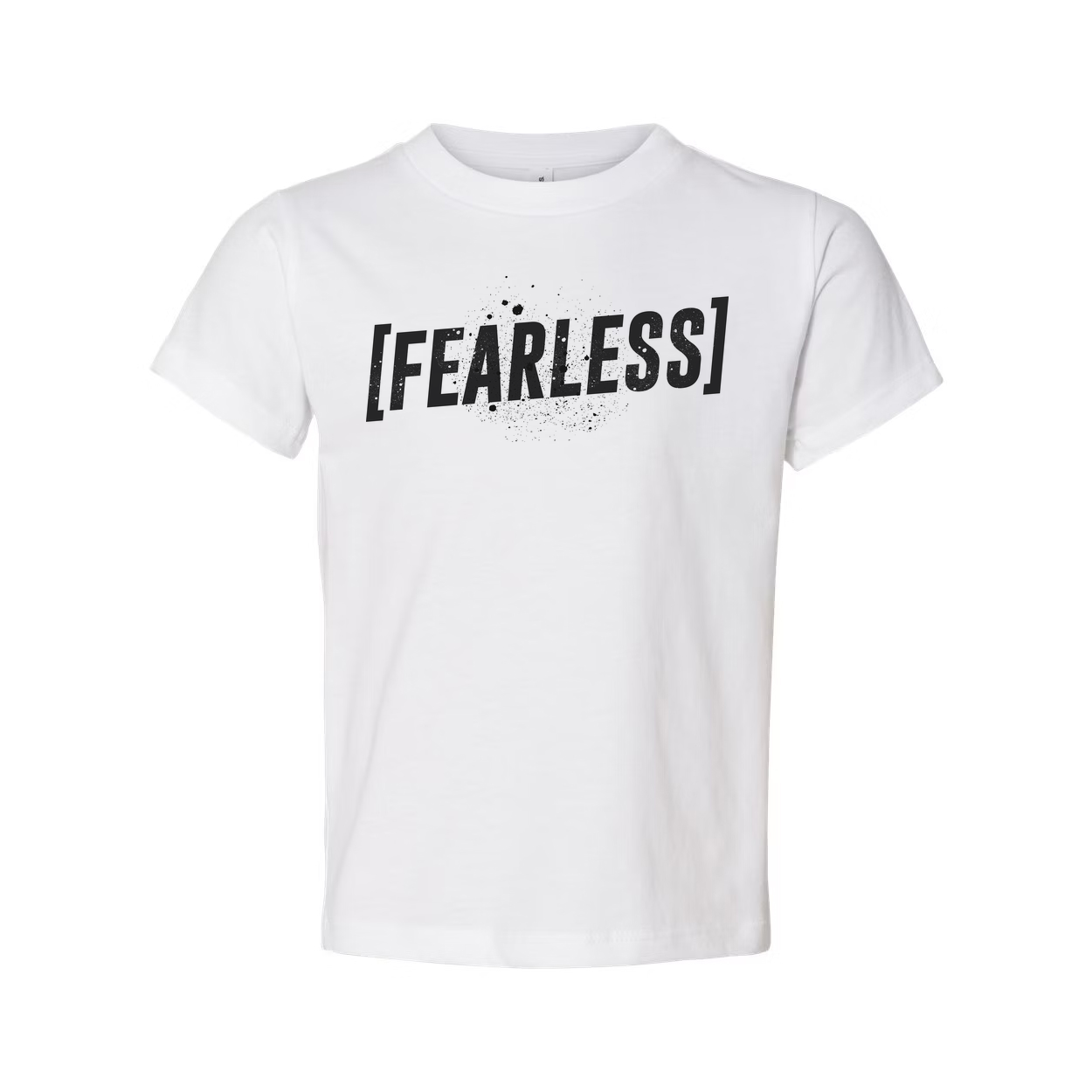Unisex Fearless Bracketed Text Tee With Splatter Graphic Logo Front Print For Daily Wear