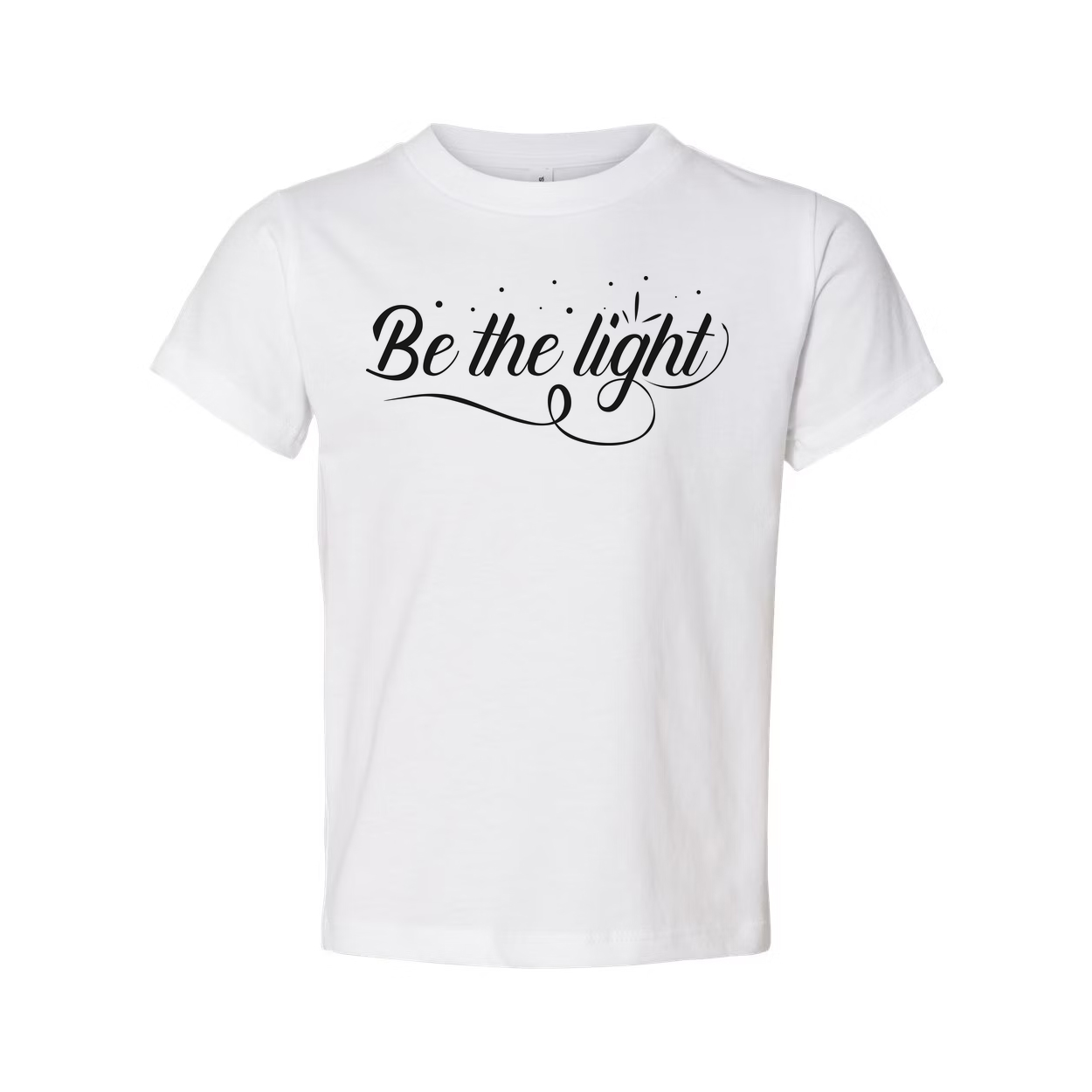 Be The Light Christian Unisex T Shirt With Script Font And Decorative Dots Emblem Design