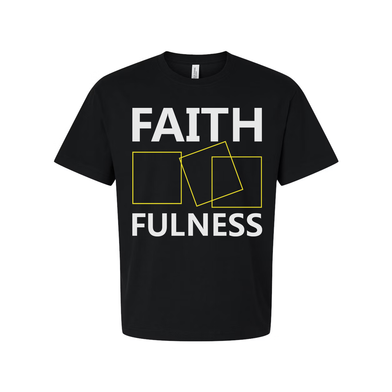 Faithfulness Christian Unisex Graphic T Shirt With Modern Yellow Square Outline Design