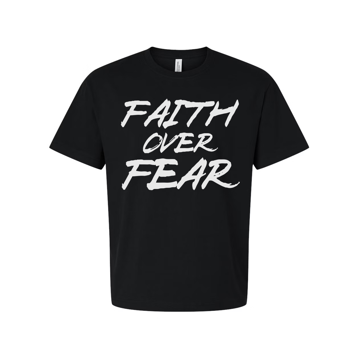 Faith Over Fear Christian Unisex Short Sleeve Graphic T Shirt With Brush Script Font
