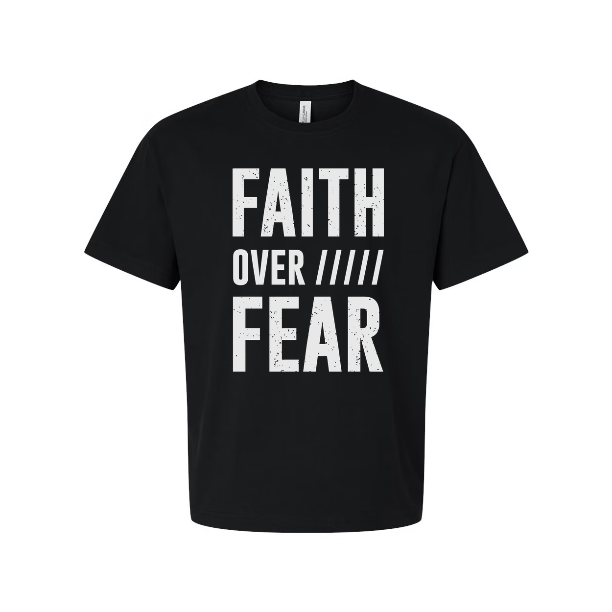 Faith Over Fear Christian Unisex Tee With Bold Uppercase Typography Graphic Print Design
