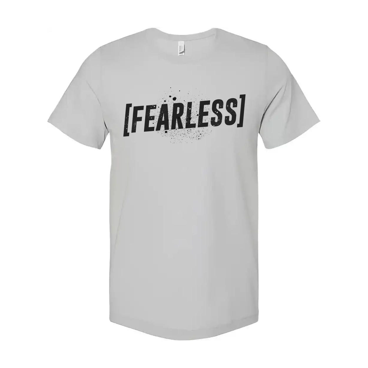 Unisex Fearless Bracketed Text Tee With Splatter Graphic Logo Front Print For Daily Wear