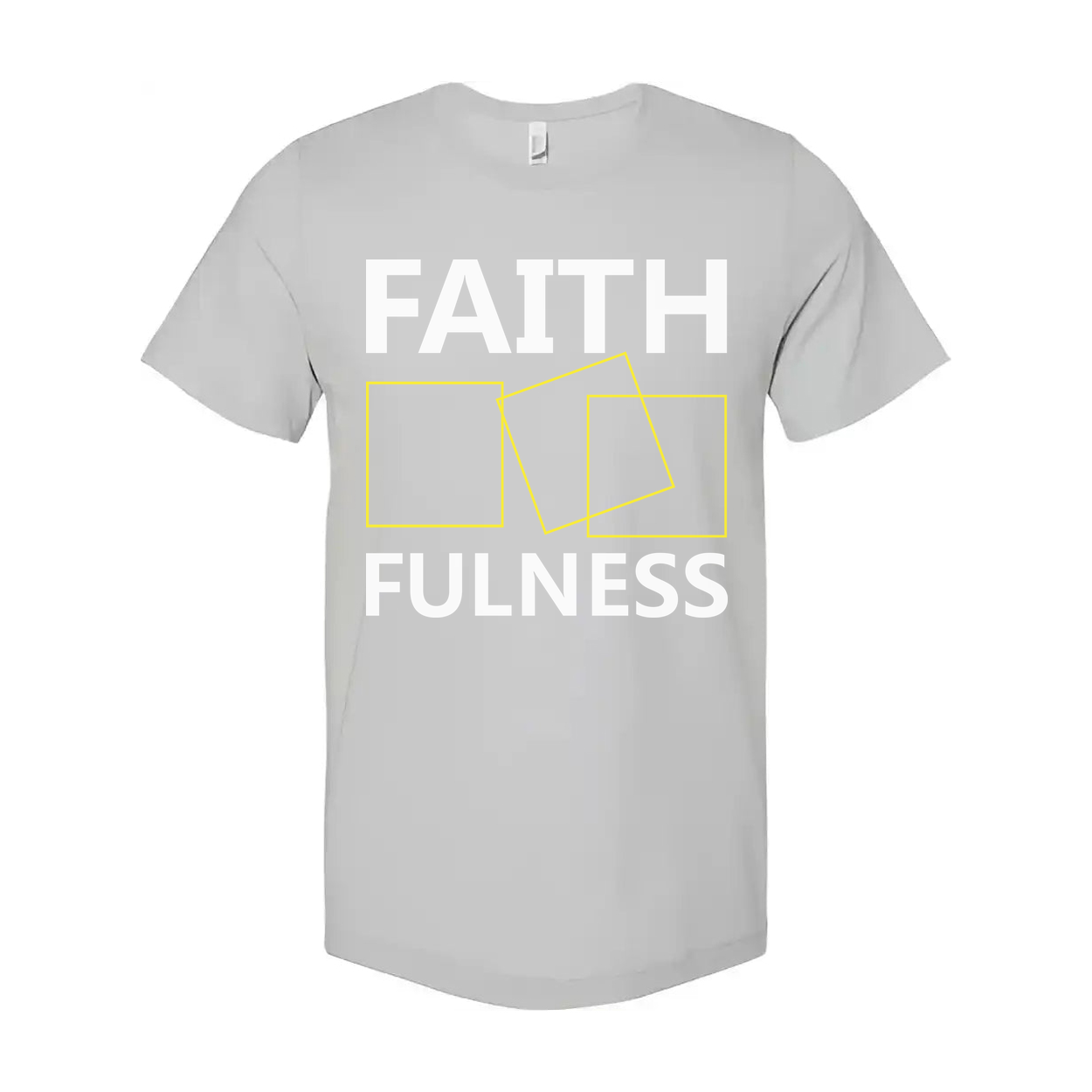 Faithfulness Christian Unisex Graphic T Shirt With Modern Yellow Square Outline Design