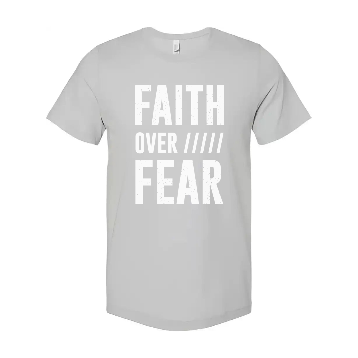 Faith Over Fear Christian Unisex Tee With Bold Uppercase Typography Graphic Print Design