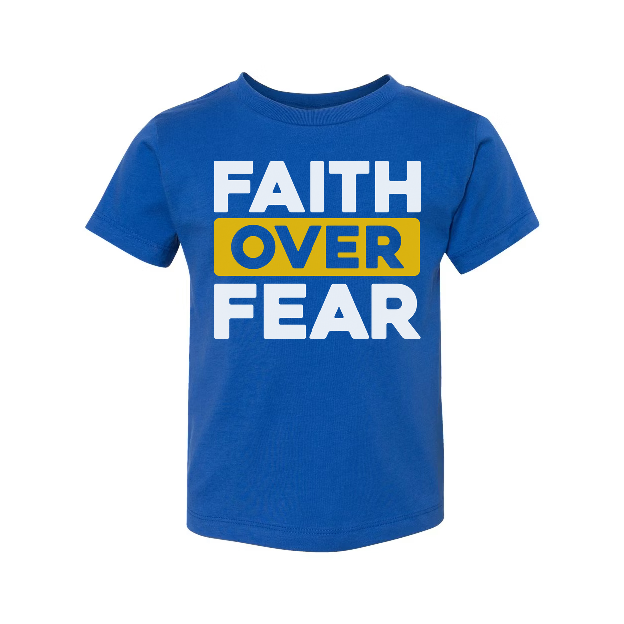 Faith Over Fear Unisex T Shirt With Bold Yellow Highlight On Over For Christian Apparel