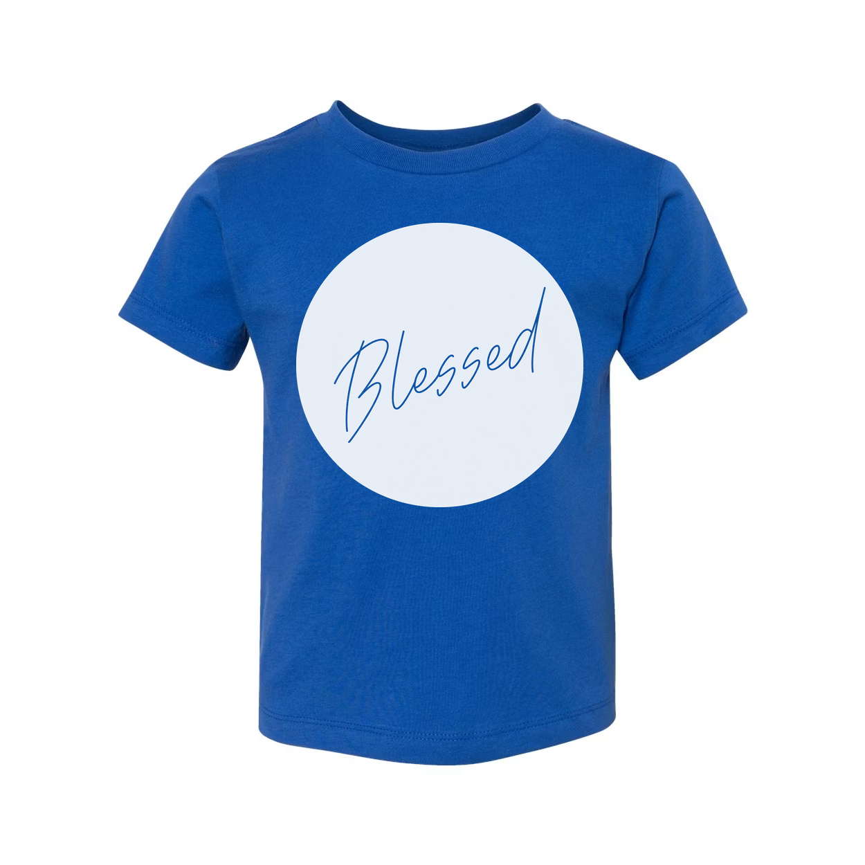 Unisex Blessed Circle Graphic T Shirt Featuring Elegant Script Font Design For Faith Centered Style