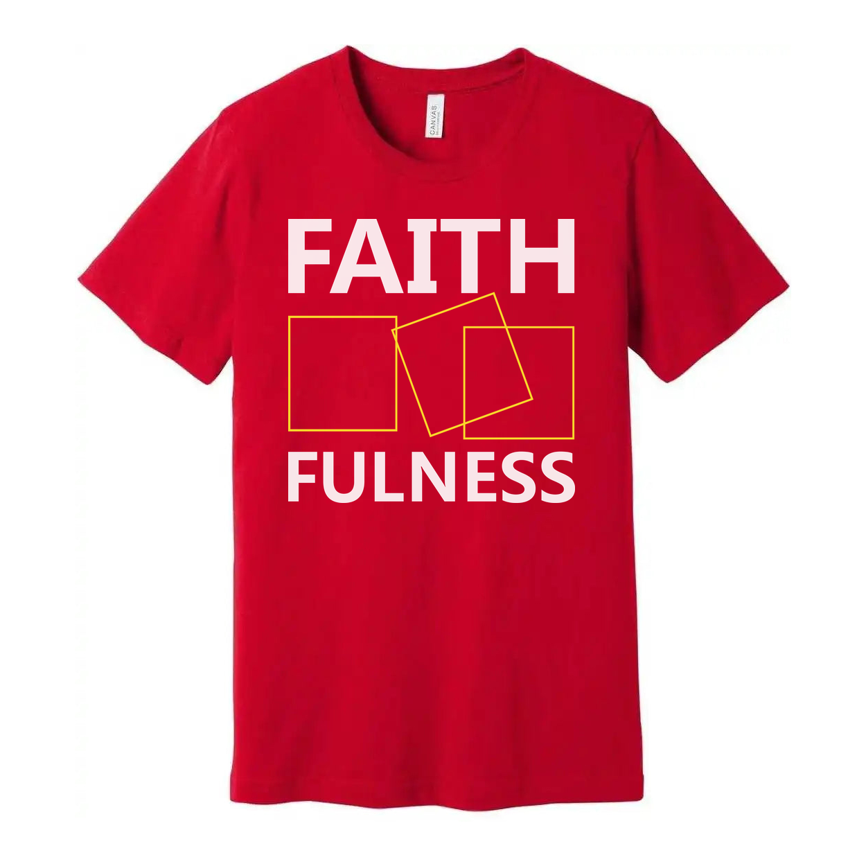 Faithfulness Christian Unisex Graphic T Shirt With Modern Yellow Square Outline Design
