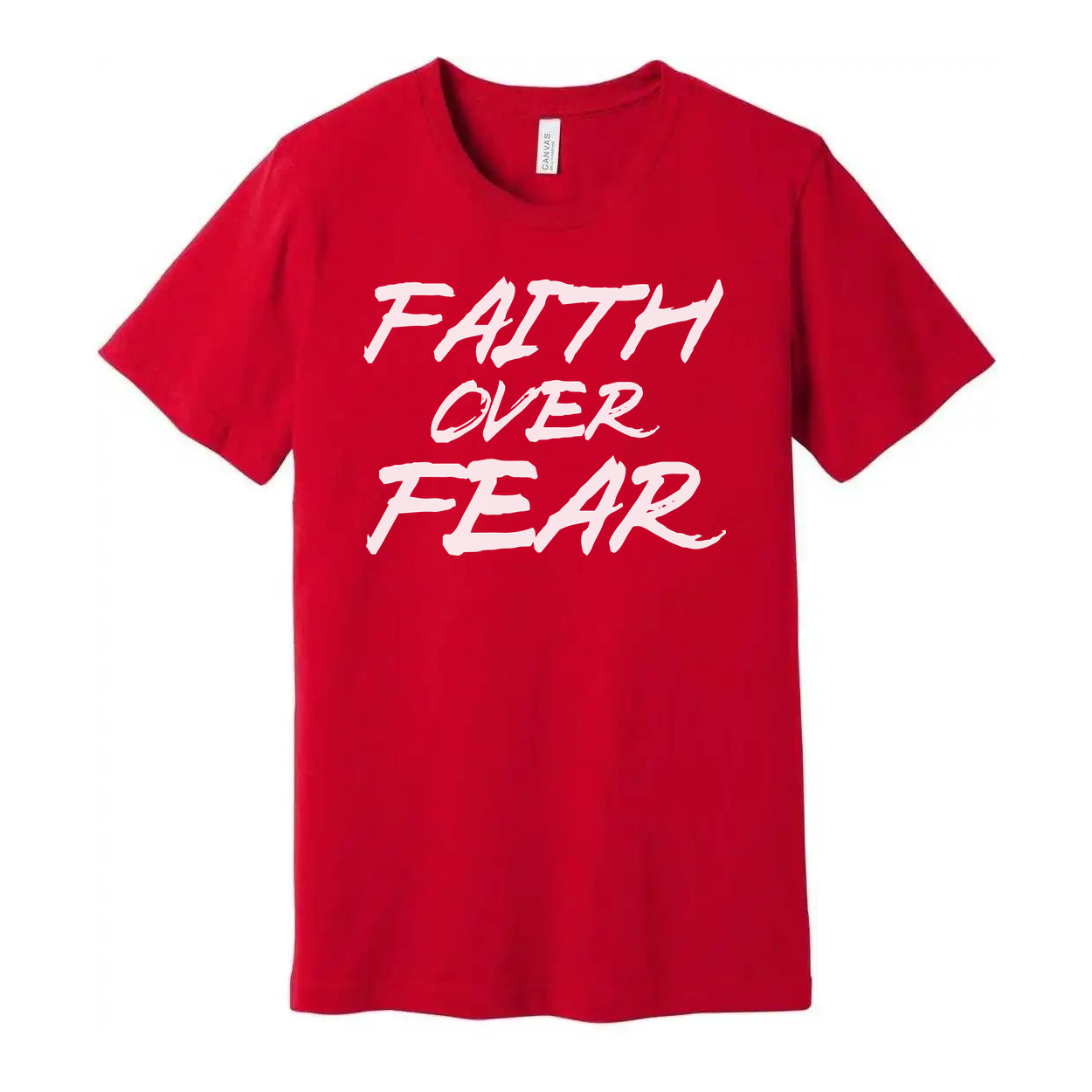 Faith Over Fear Christian Unisex Short Sleeve Graphic T Shirt With Brush Script Font