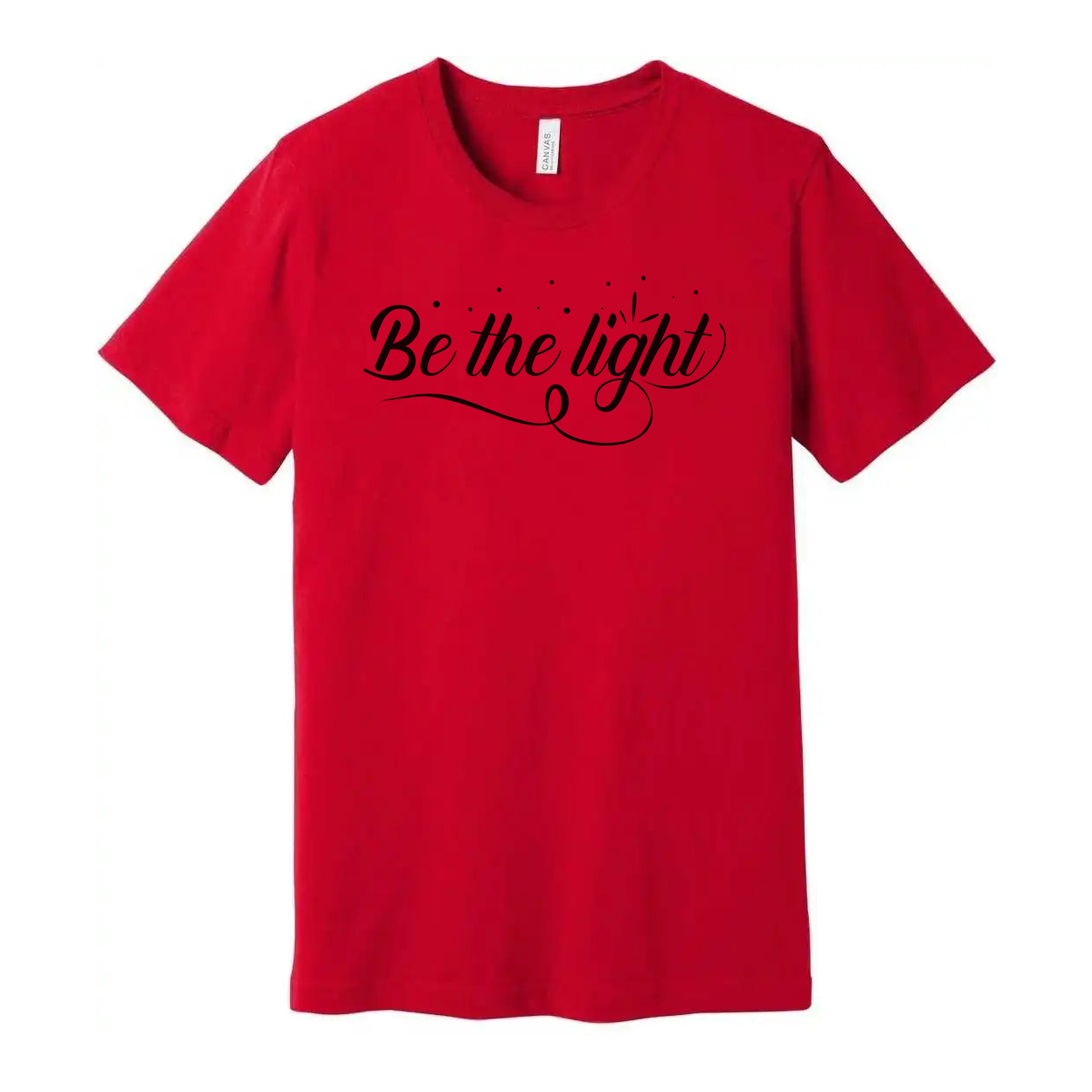 Be The Light Christian Unisex T Shirt With Script Font And Decorative Dots Emblem Design