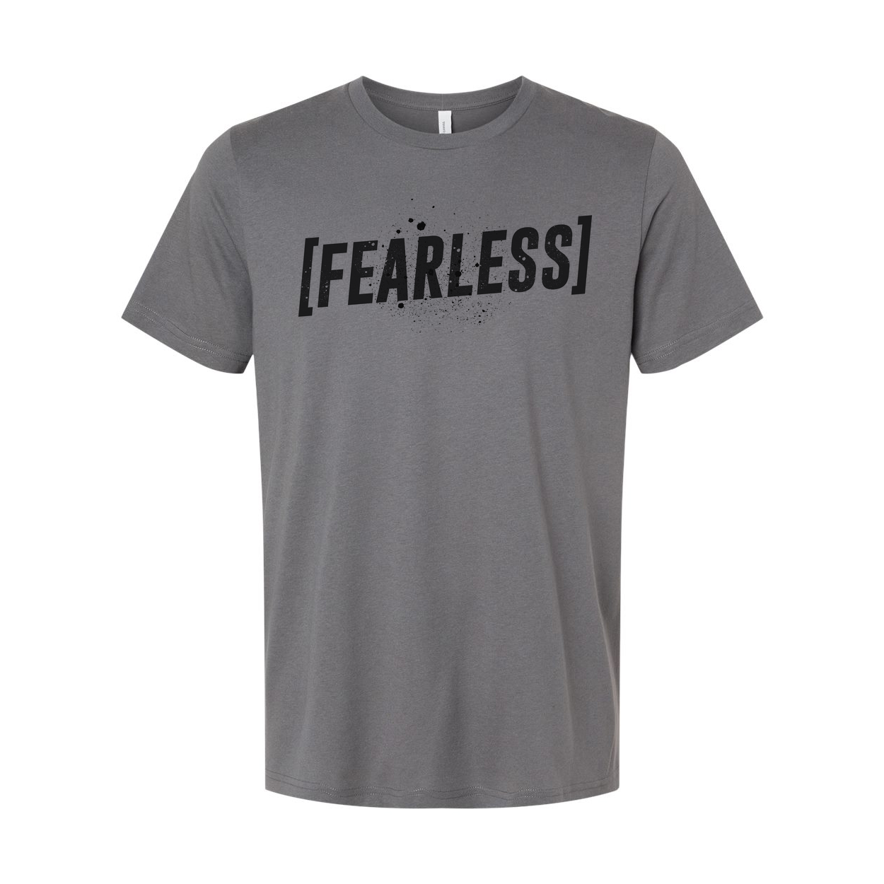 Unisex Fearless Bracketed Text Tee With Splatter Graphic Logo Front Print For Daily Wear
