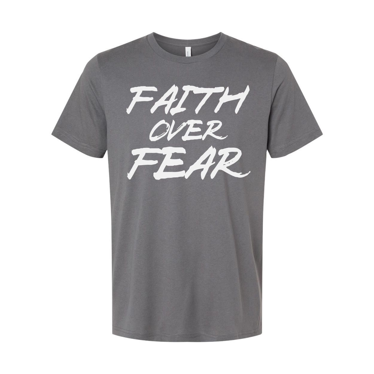 Faith Over Fear Christian Unisex Short Sleeve Graphic T Shirt With Brush Script Font