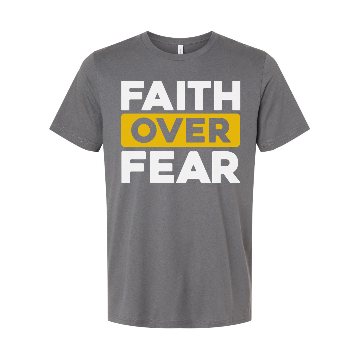 Faith Over Fear Unisex T Shirt With Bold Yellow Highlight On Over For Christian Apparel