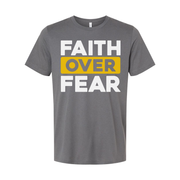 Faith Over Fear Unisex T Shirt With Bold Yellow Highlight On Over For Christian Apparel