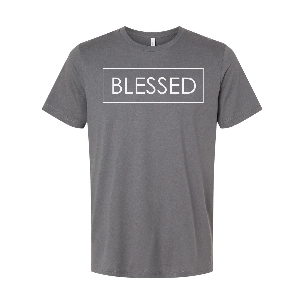 Unisex Christian Blessed Graphic T Shirt With Minimal Rectangular Frame Design Short Sleeve Crew Neck