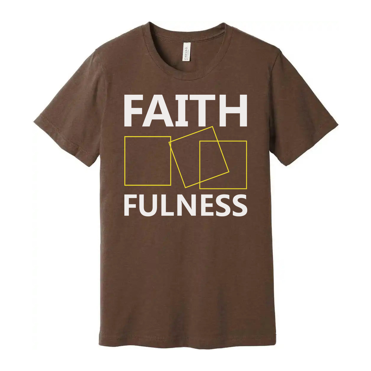 Faithfulness Christian Unisex Graphic T Shirt With Modern Yellow Square Outline Design