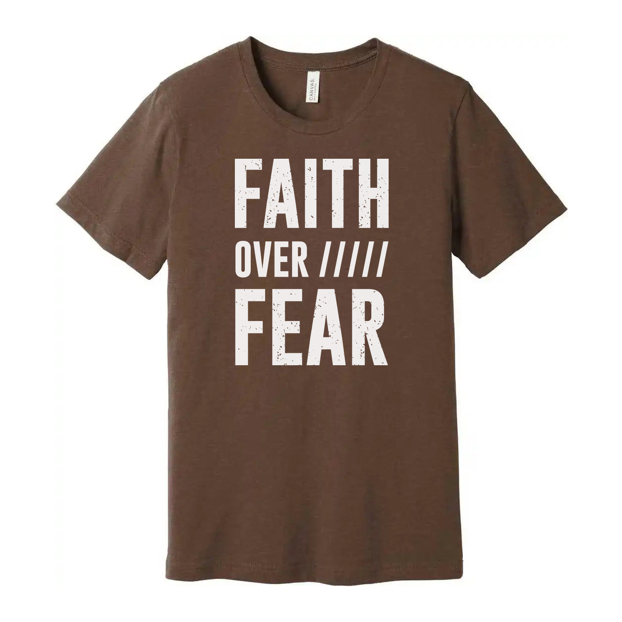 Faith Over Fear Christian Unisex Tee With Bold Uppercase Typography Graphic Print Design