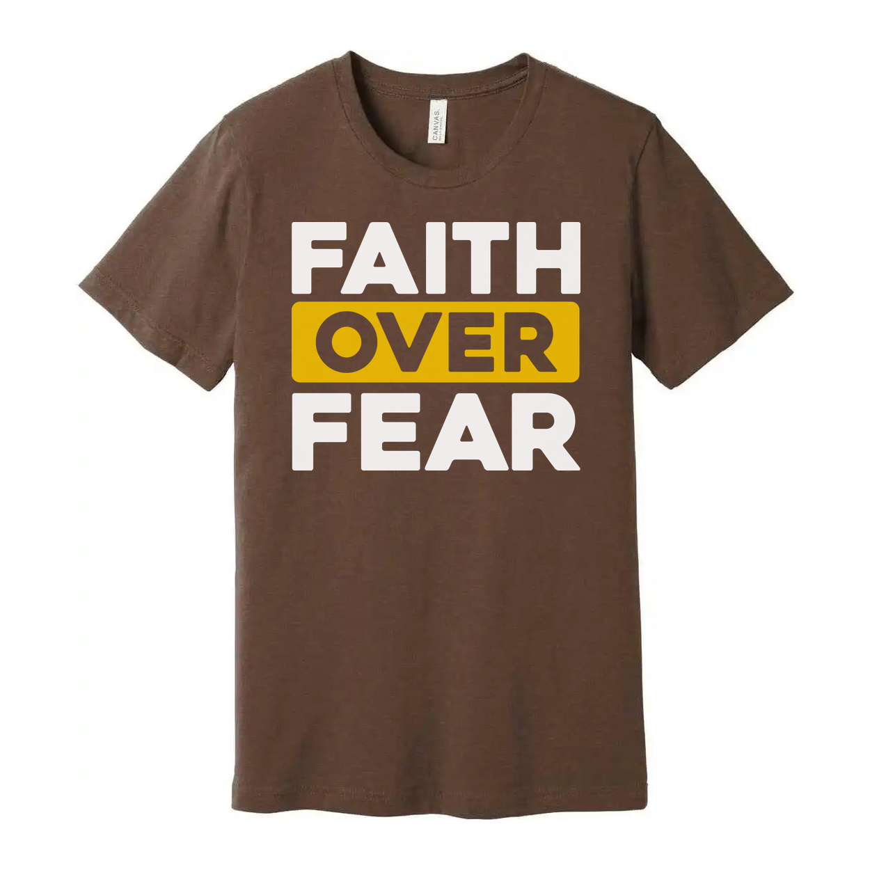 Faith Over Fear Unisex T Shirt With Bold Yellow Highlight On Over For Christian Apparel