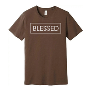 Unisex Christian Blessed Graphic T Shirt With Minimal Rectangular Frame Design Short Sleeve Crew Neck