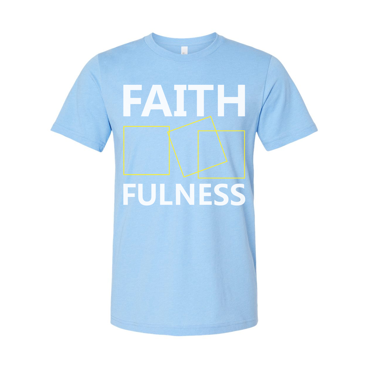 Faithfulness Christian Unisex Graphic T Shirt With Modern Yellow Square Outline Design