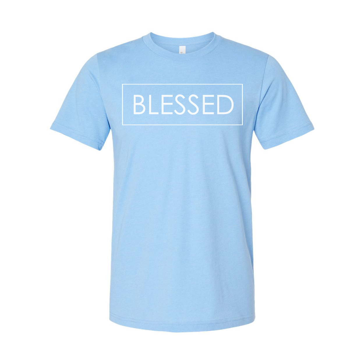 Unisex Christian Blessed Graphic T Shirt With Minimal Rectangular Frame Design Short Sleeve Crew Neck