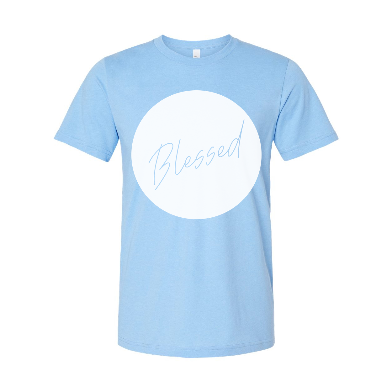 Unisex Blessed Circle Graphic T Shirt Featuring Elegant Script Font Design For Faith Centered Style