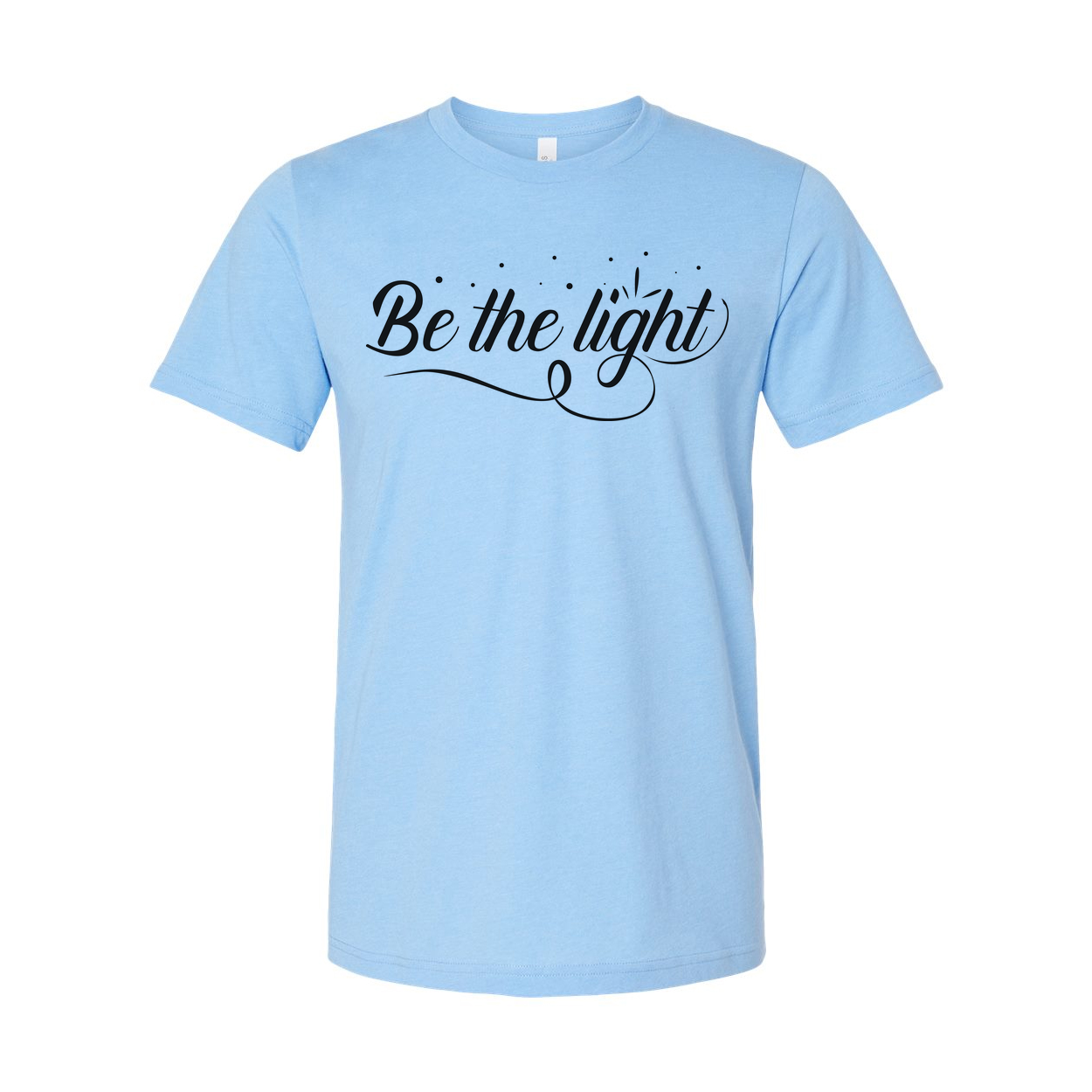Be The Light Christian Unisex T Shirt With Script Font And Decorative Dots Emblem Design