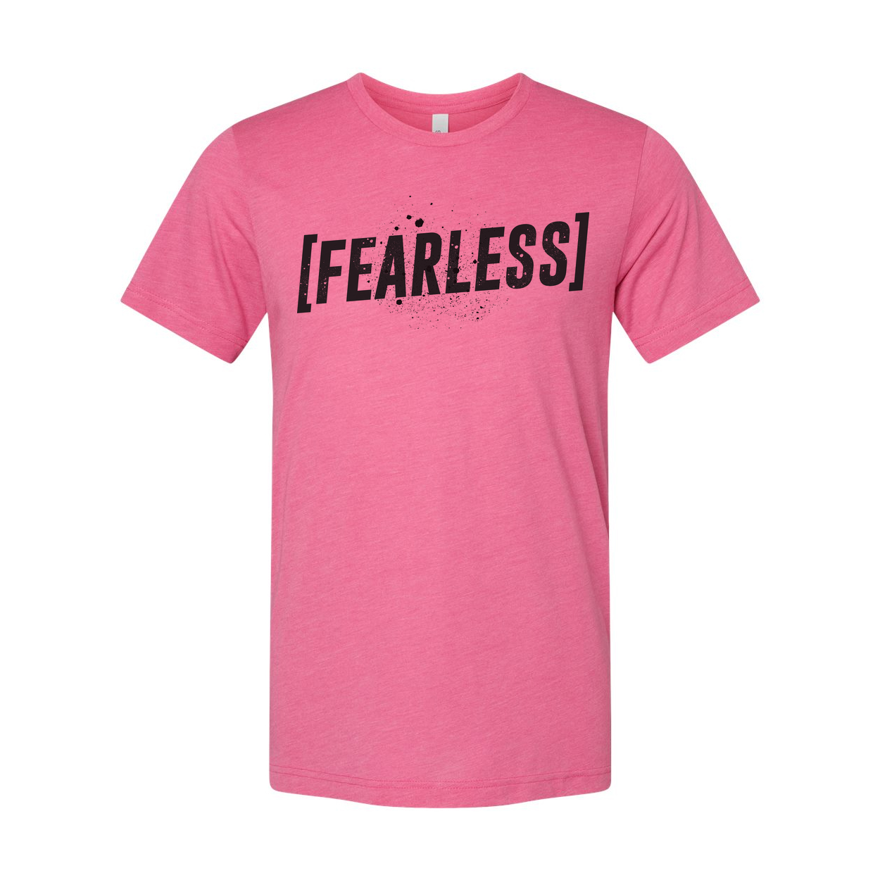 Unisex Fearless Bracketed Text Tee With Splatter Graphic Logo Front Print For Daily Wear
