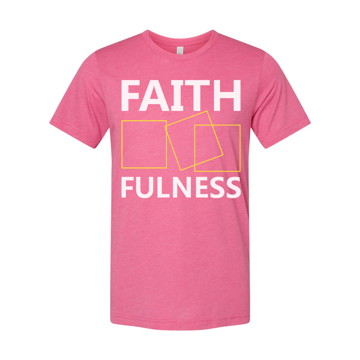 Faithfulness Christian Unisex Graphic T Shirt With Modern Yellow Square Outline Design