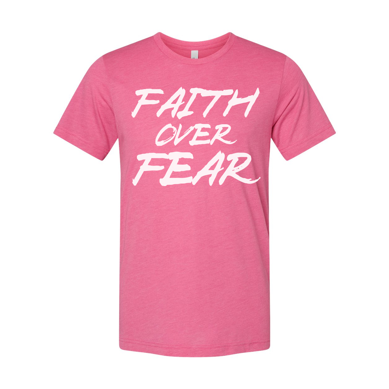 Faith Over Fear Christian Unisex Short Sleeve Graphic T Shirt With Brush Script Font
