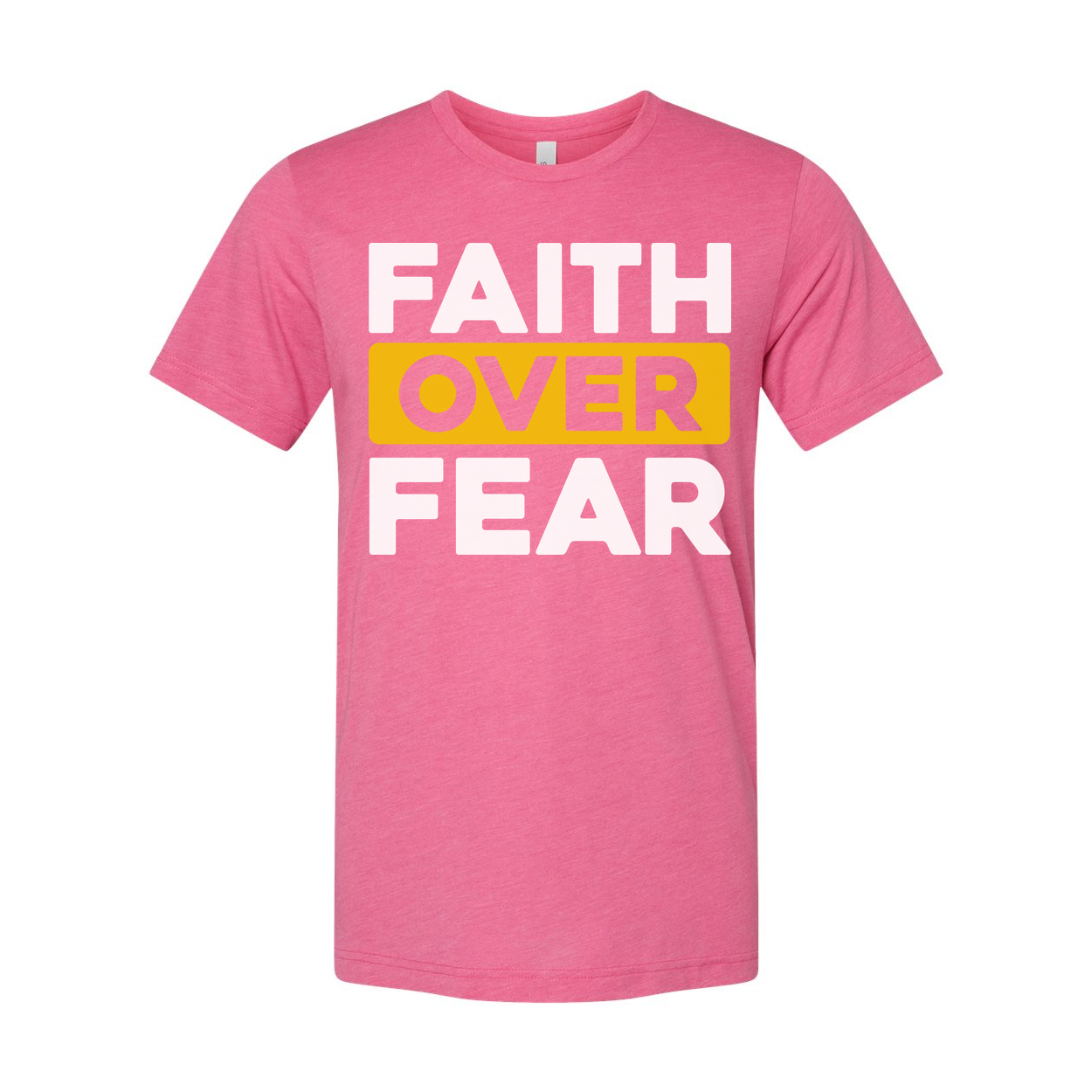 Faith Over Fear Unisex T Shirt With Bold Yellow Highlight On Over For Christian Apparel