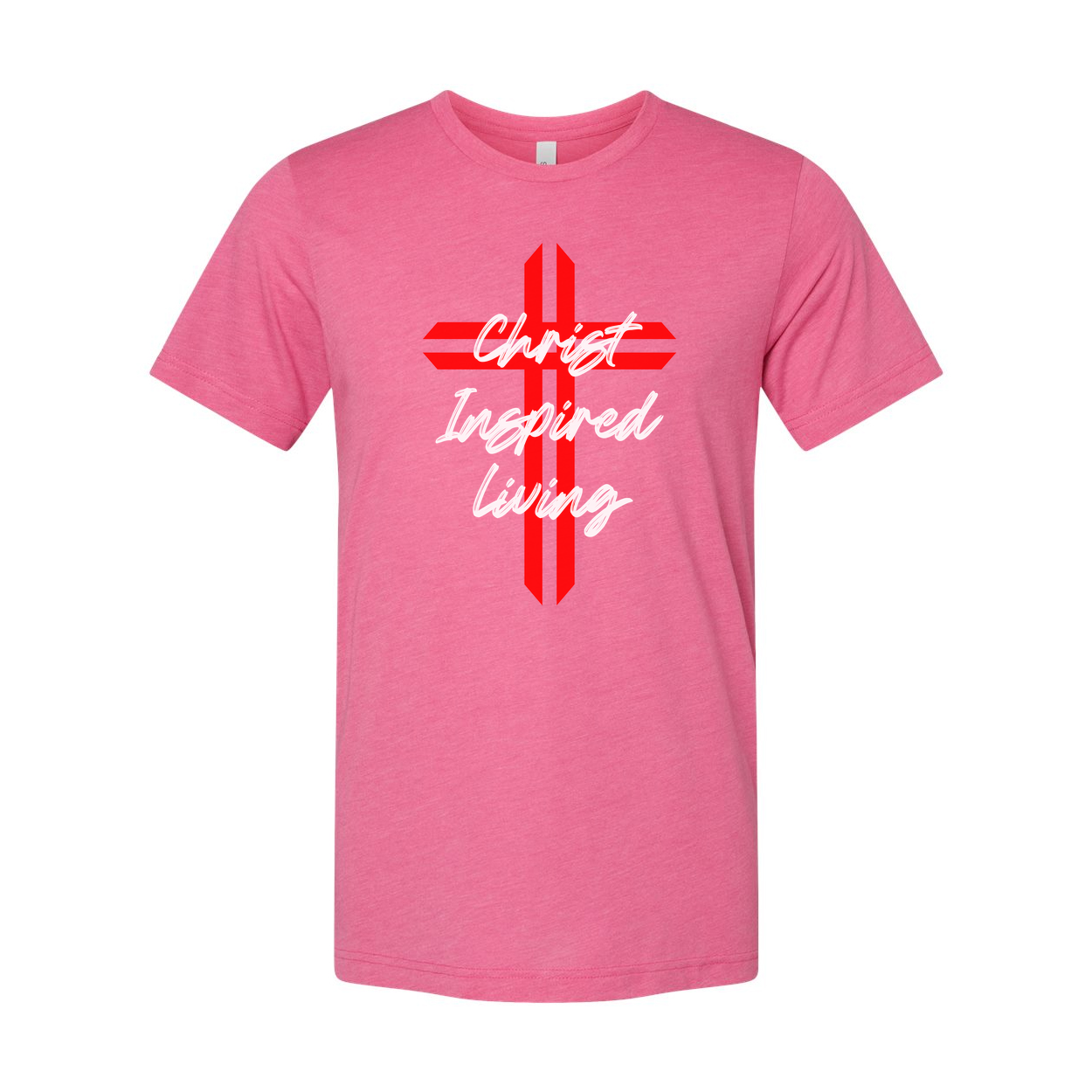 Christian Cross Graphic T Shirt Featuring Christ Inspired Living Script Overlay For Men And Women