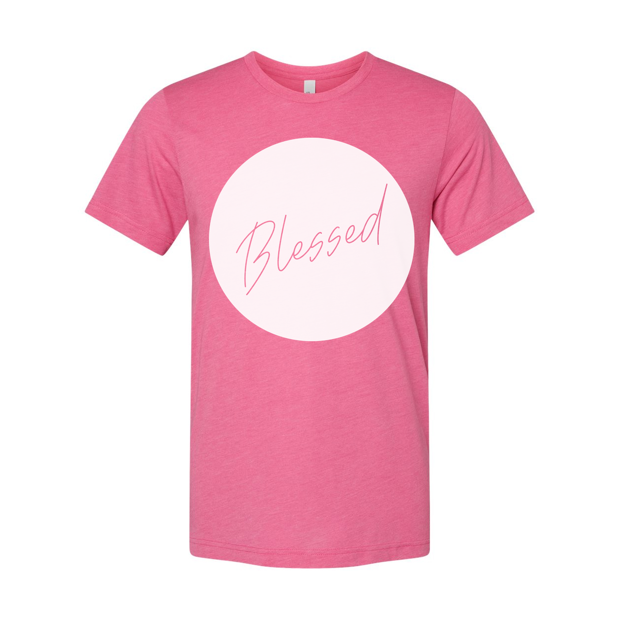 Unisex Blessed Circle Graphic T Shirt Featuring Elegant Script Font Design For Faith Centered Style