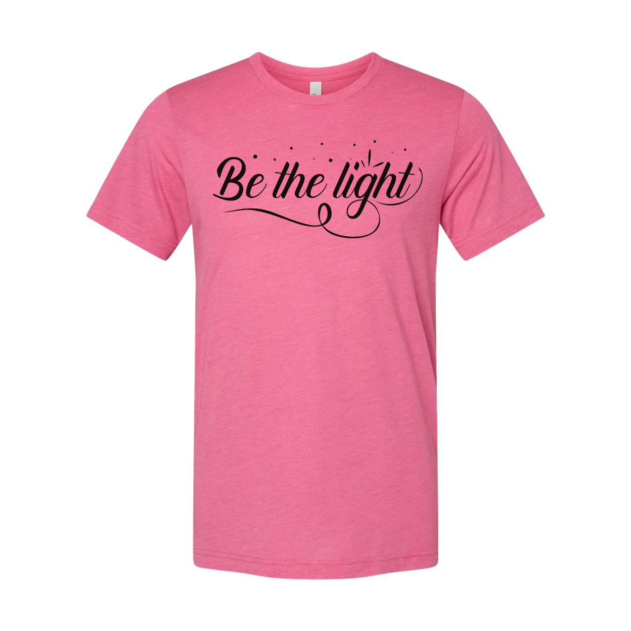 Be The Light Christian Unisex T Shirt With Script Font And Decorative Dots Emblem Design
