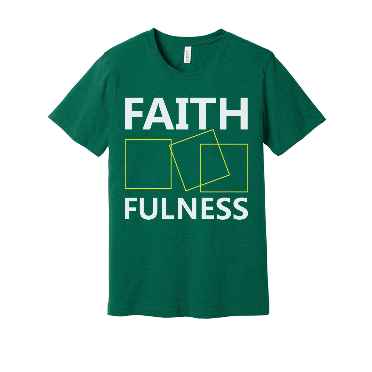 Faithfulness Christian Unisex Graphic T Shirt With Modern Yellow Square Outline Design