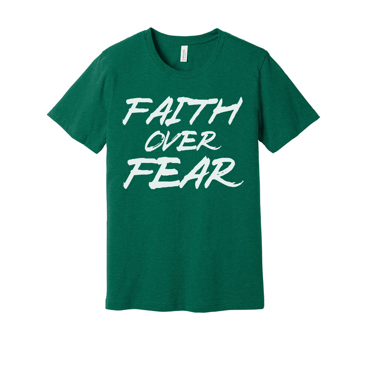 Faith Over Fear Christian Unisex Short Sleeve Graphic T Shirt With Brush Script Font