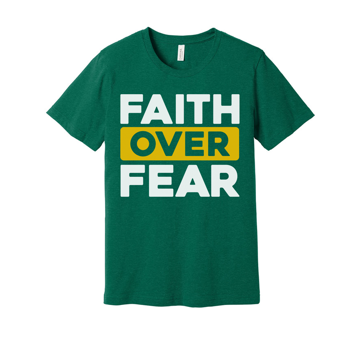 Faith Over Fear Unisex T Shirt With Bold Yellow Highlight On Over For Christian Apparel
