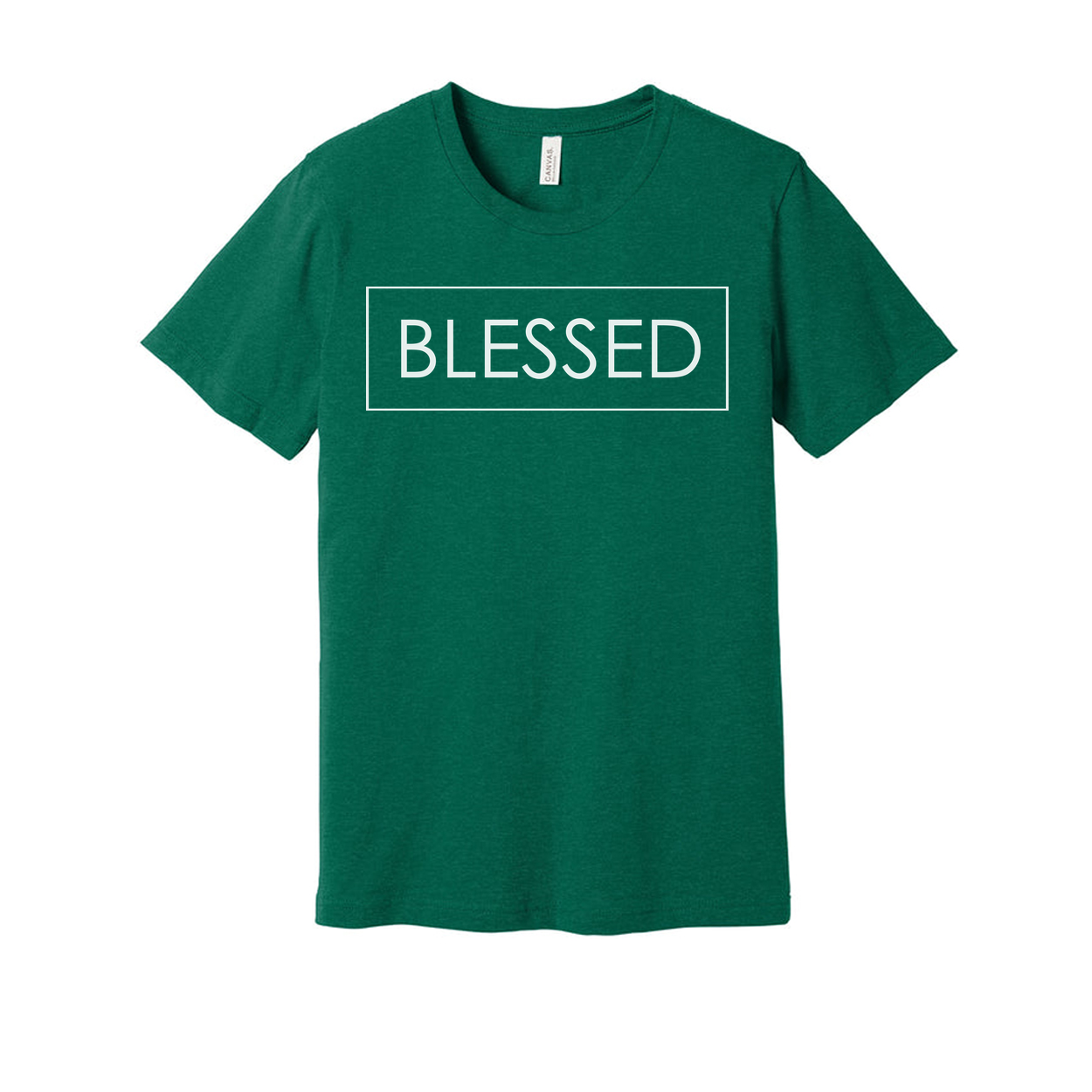 Unisex Christian Blessed Graphic T Shirt With Minimal Rectangular Frame Design Short Sleeve Crew Neck