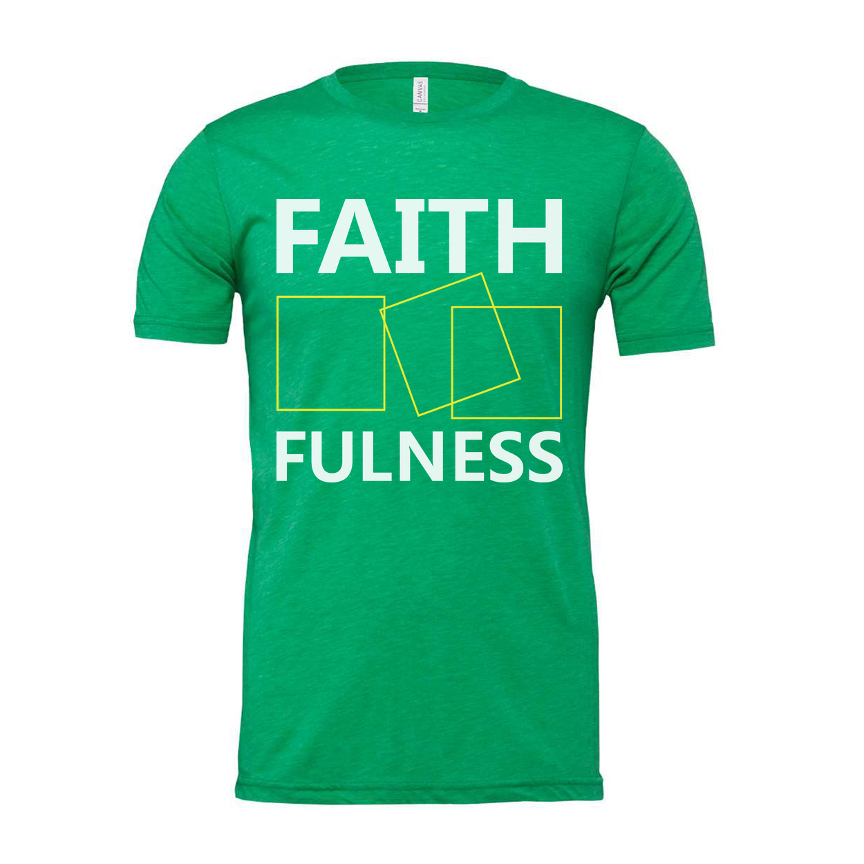 Faithfulness Christian Unisex Graphic T Shirt With Modern Yellow Square Outline Design
