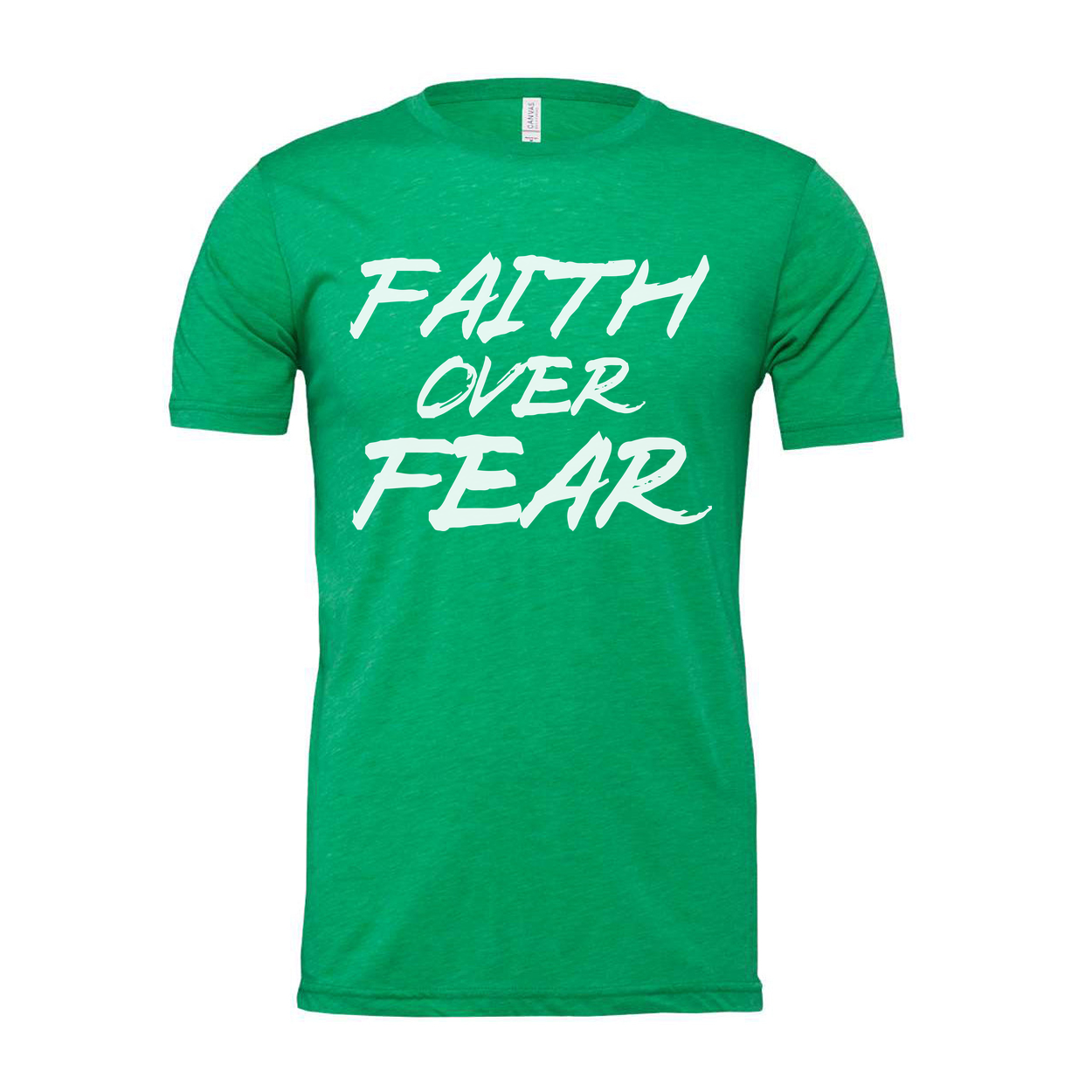 Faith Over Fear Christian Unisex Short Sleeve Graphic T Shirt With Brush Script Font