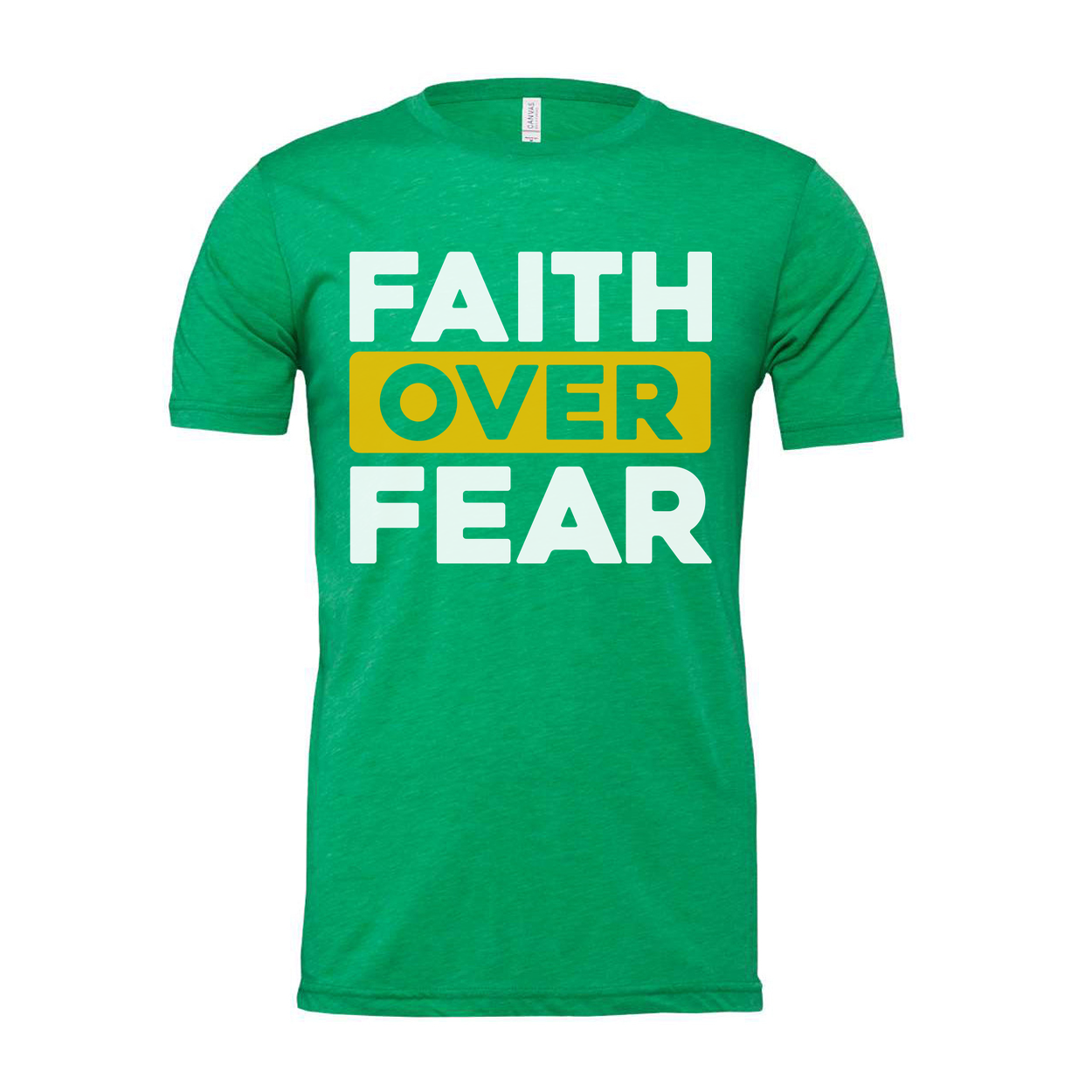 Faith Over Fear Unisex T Shirt With Bold Yellow Highlight On Over For Christian Apparel