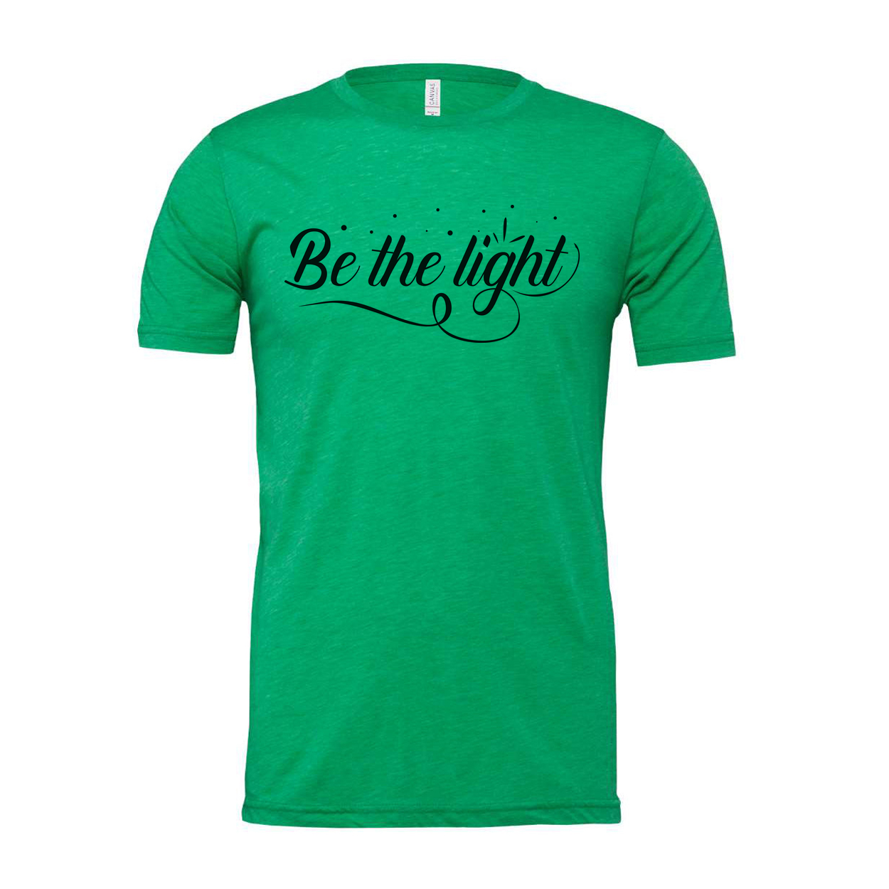 Be The Light Christian Unisex T Shirt With Script Font And Decorative Dots Emblem Design