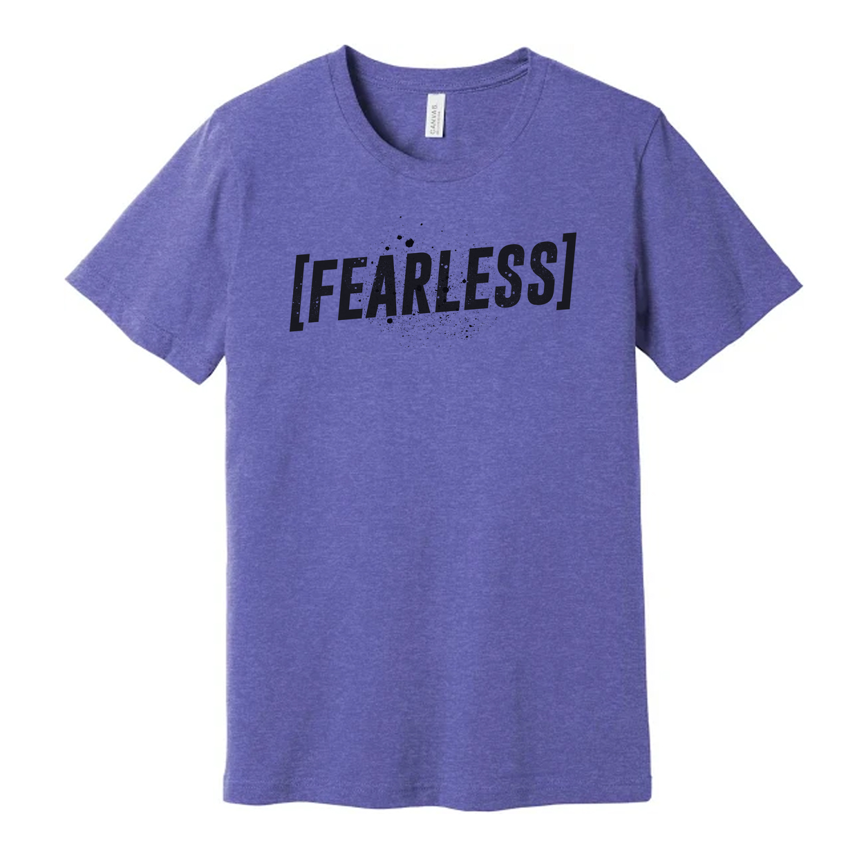 Unisex Fearless Bracketed Text Tee With Splatter Graphic Logo Front Print For Daily Wear