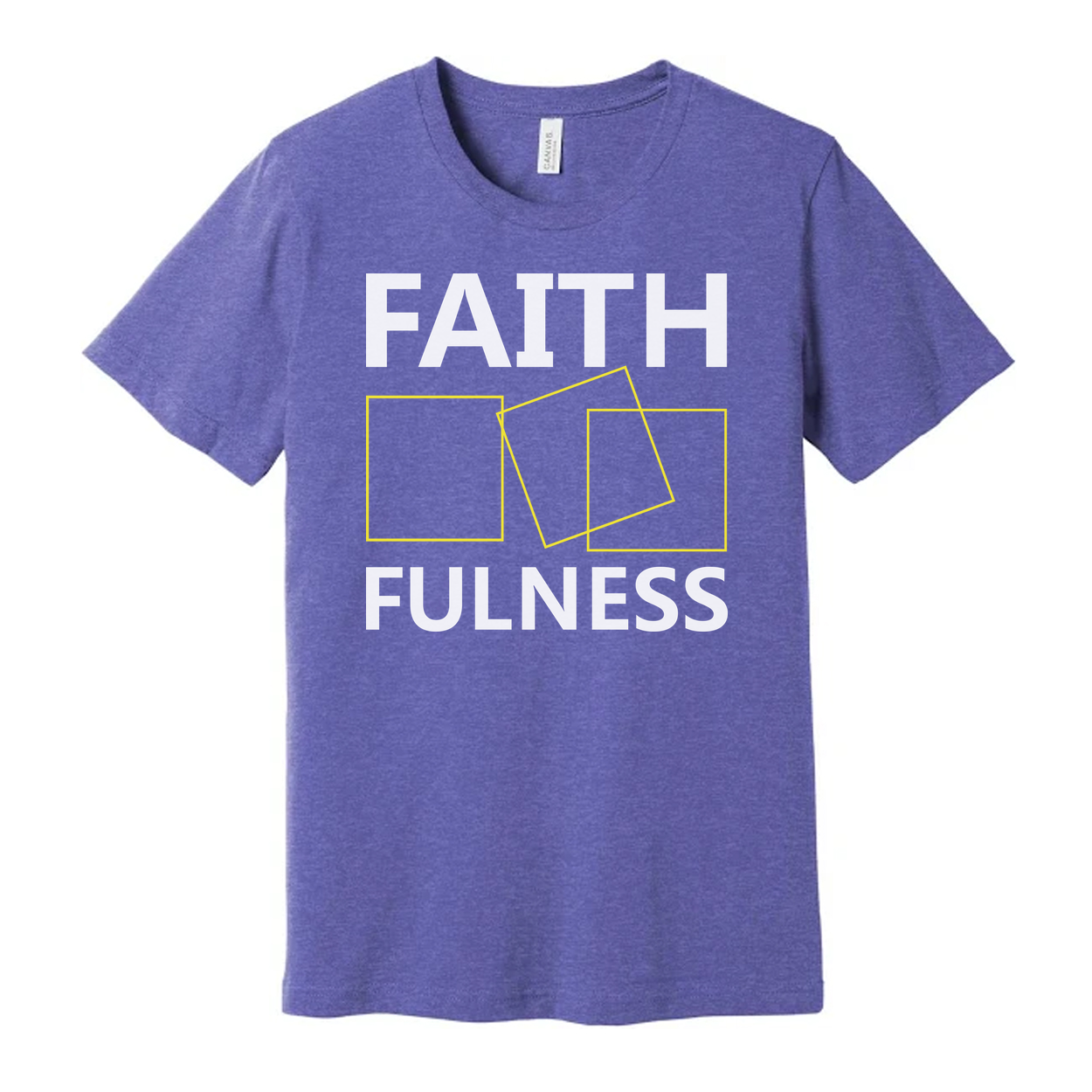 Faithfulness Christian Unisex Graphic T Shirt With Modern Yellow Square Outline Design