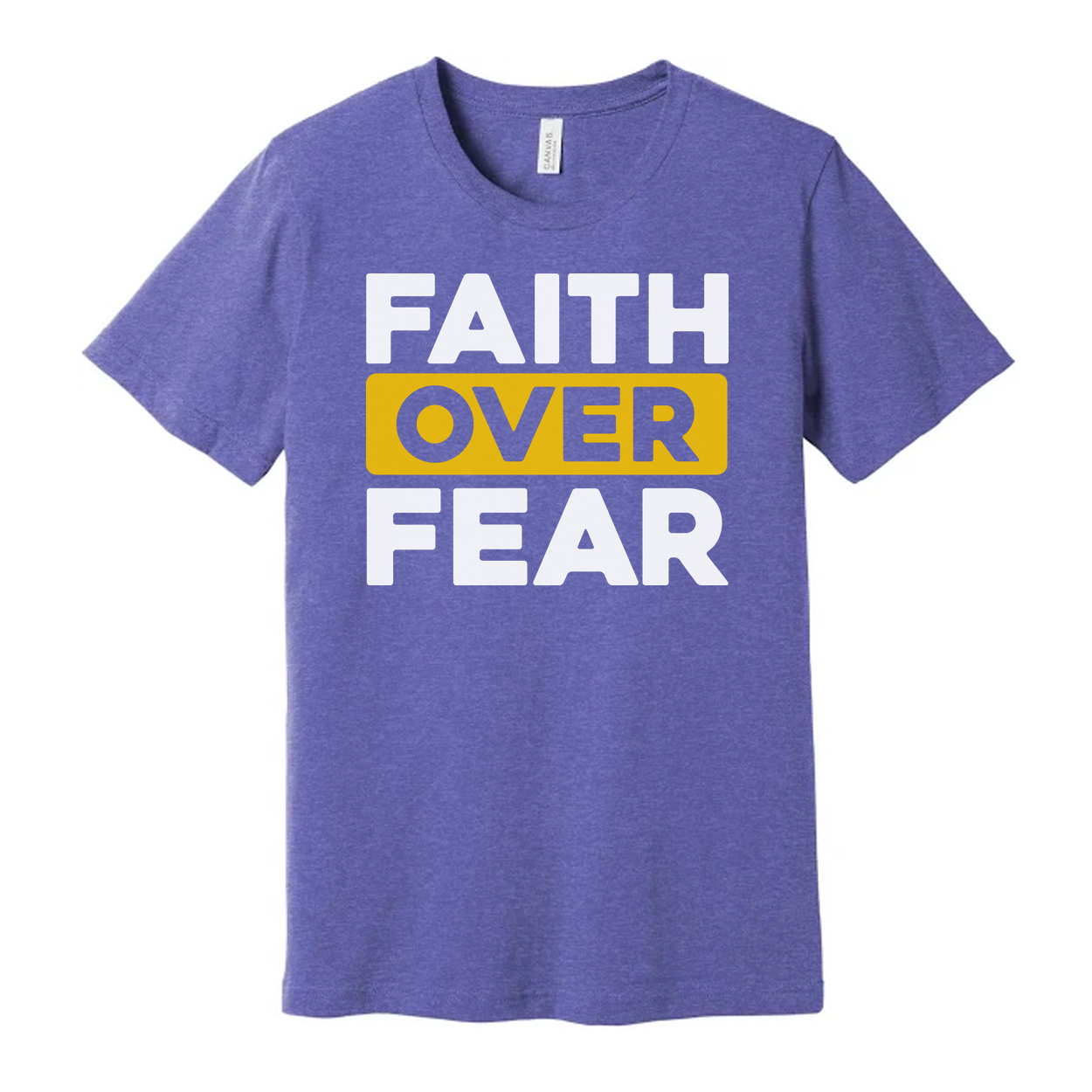 Faith Over Fear Unisex T Shirt With Bold Yellow Highlight On Over For Christian Apparel