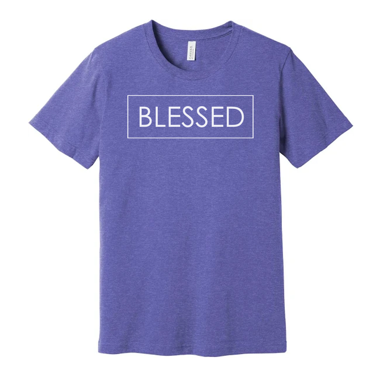 Unisex Christian Blessed Graphic T Shirt With Minimal Rectangular Frame Design Short Sleeve Crew Neck