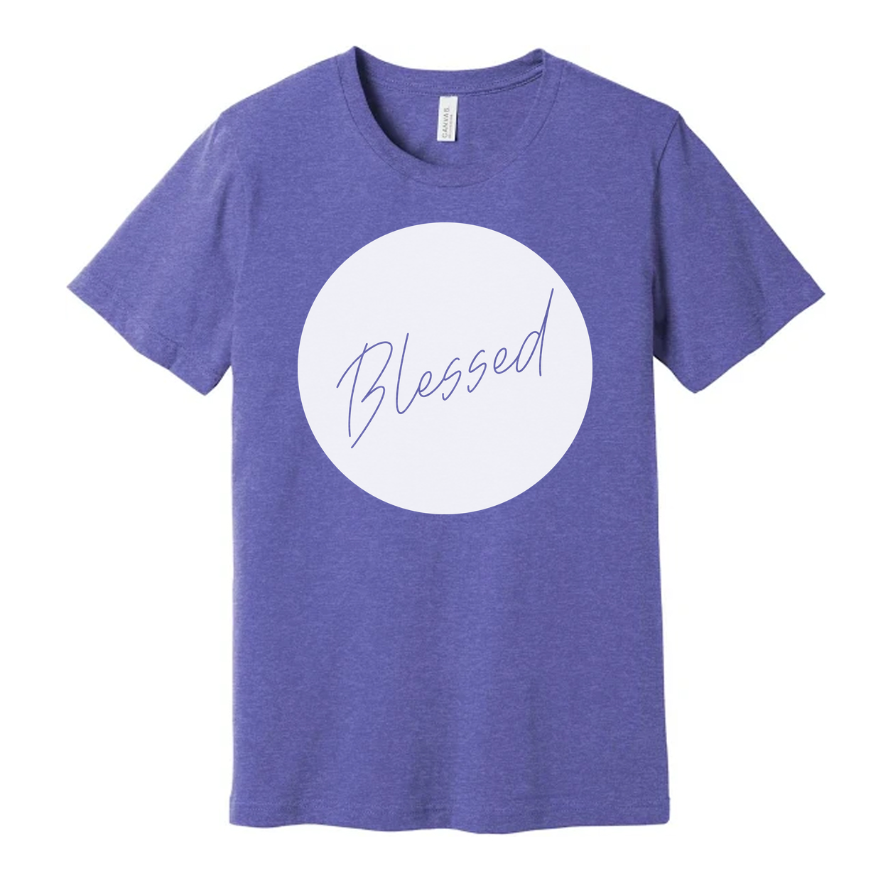 Unisex Blessed Circle Graphic T Shirt Featuring Elegant Script Font Design For Faith Centered Style