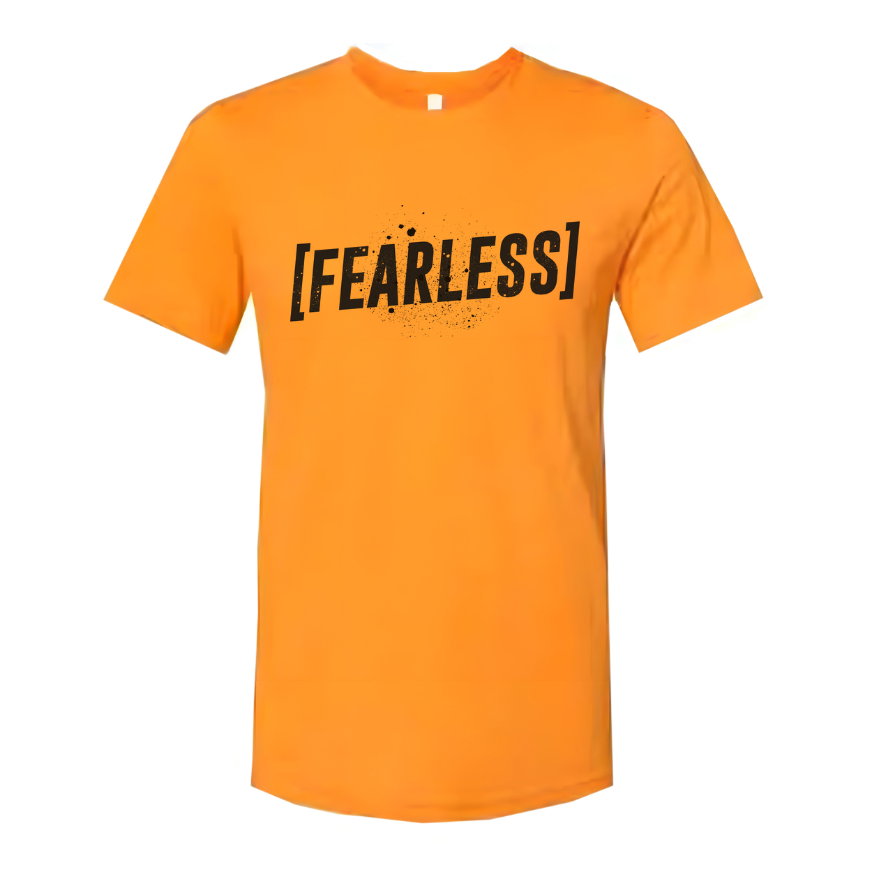 Unisex Fearless Bracketed Text Tee With Splatter Graphic Logo Front Print For Daily Wear